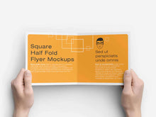 Load image into Gallery viewer, Free Square Half Fold Brochure Mockups
